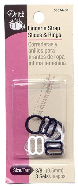 LINGERIE STRAP SLIDES & RINGS 3/8"